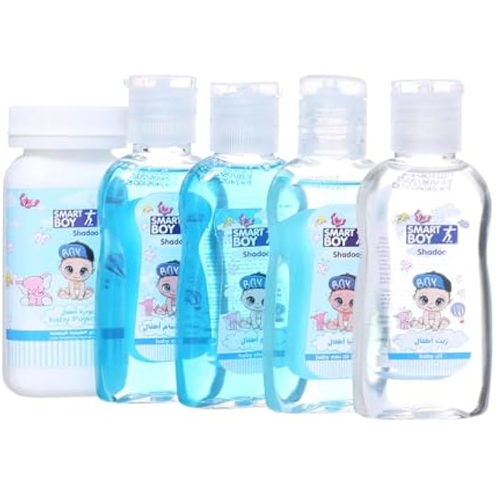 Baby Skin & Hair Care Set (Shampoo + Conditioner + Powder + Oil + Lotion), Light Blue DR-A-621 - Image 4
